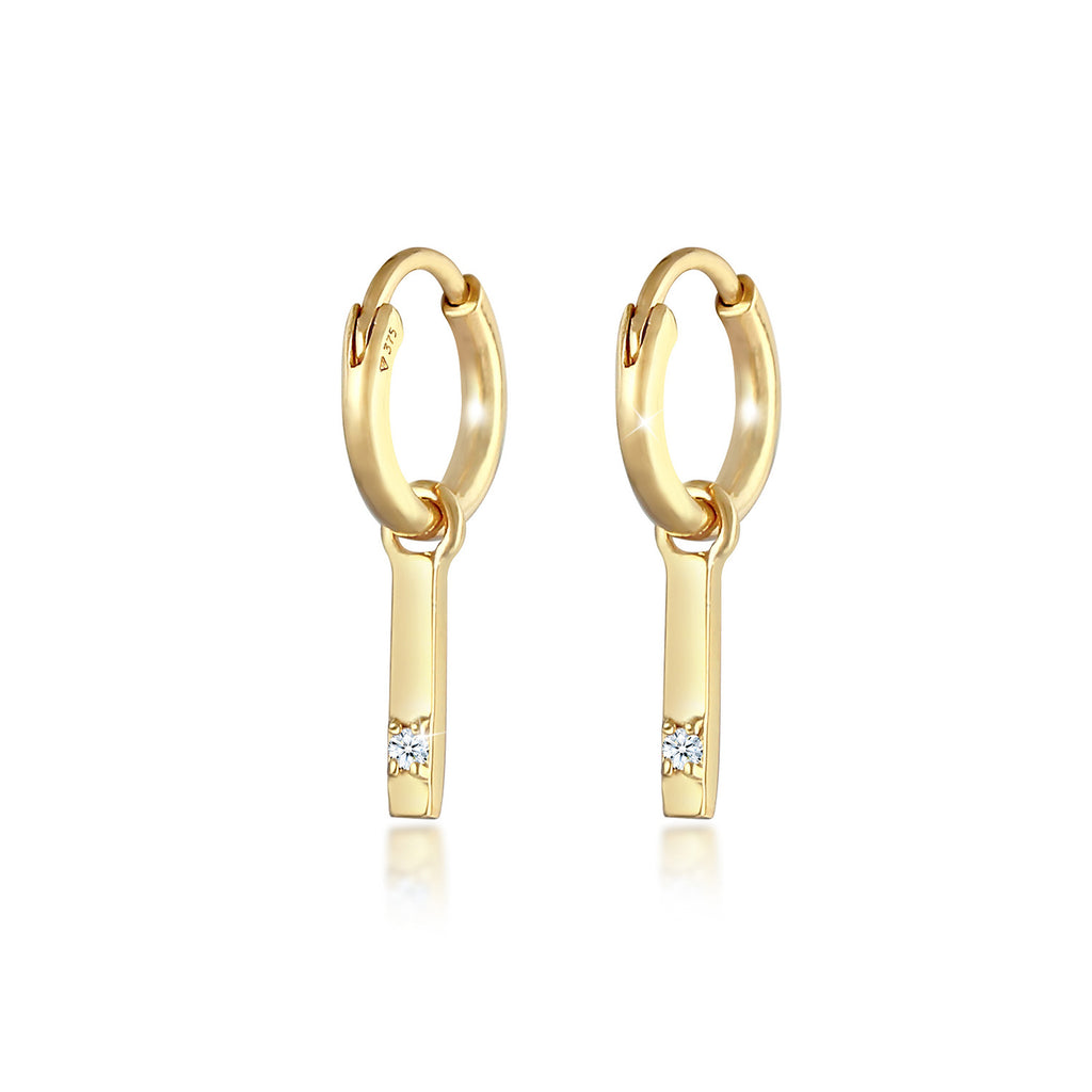Gold - Elli DIAMONDS | Creole Geo | Diamant ( Weiß, 0,03 ct ) | 375 Gelbgold