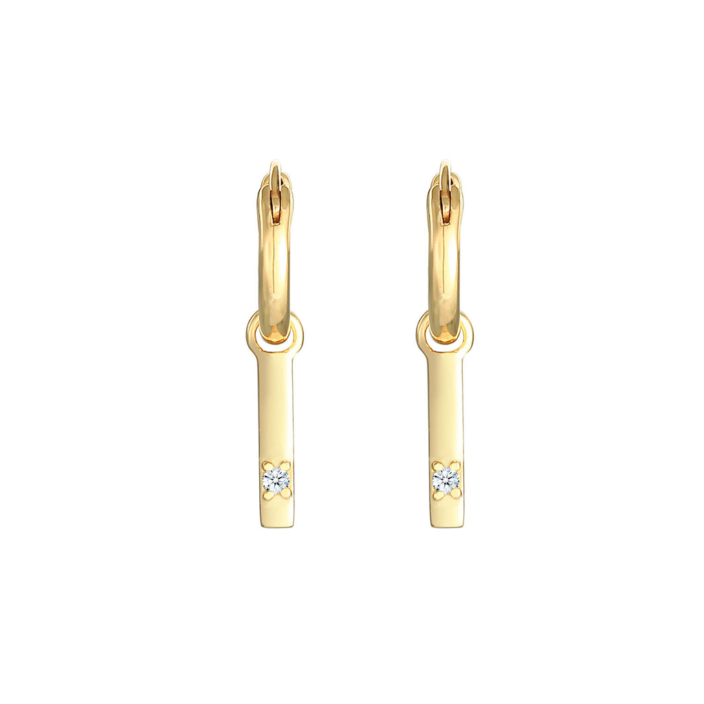 Gold - Elli DIAMONDS | Creole Geo | Diamant ( Weiß, 0,03 ct ) | 375 Gelbgold