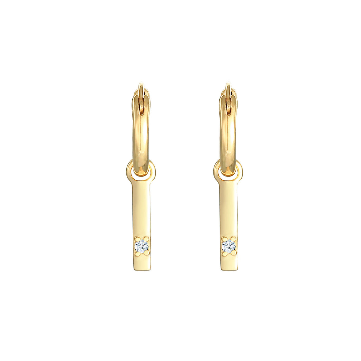 Gold - Elli DIAMONDS | Creole Geo | Diamant ( Weiß, 0,03 ct ) | 375 Gelbgold