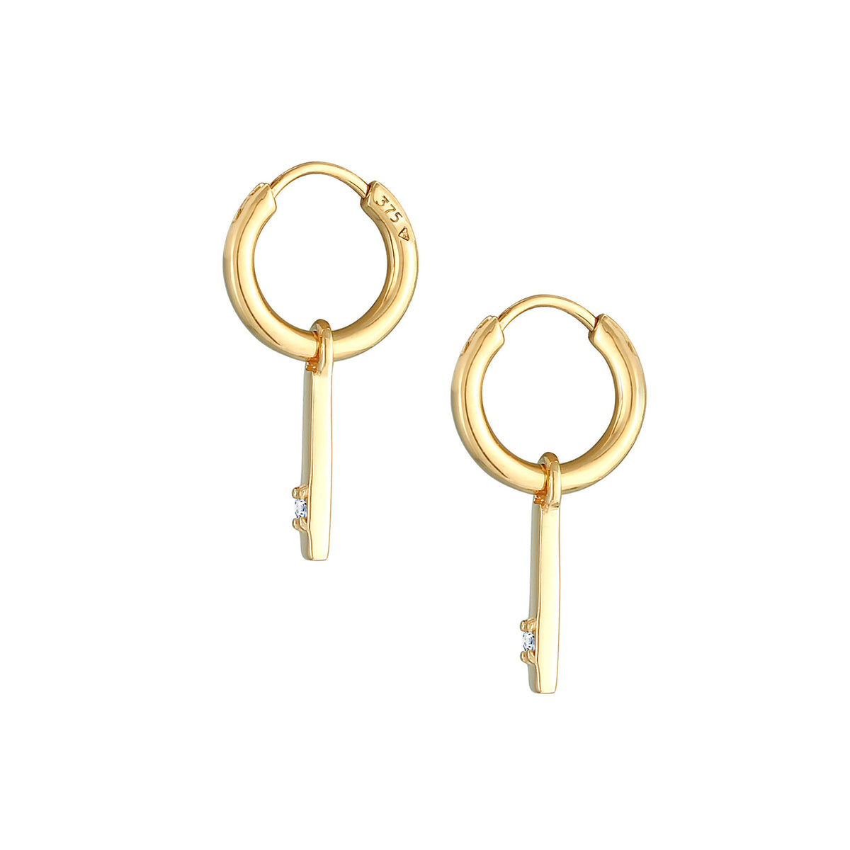 Gold - Elli DIAMONDS | Creole Geo | Diamant ( Weiß, 0,03 ct ) | 375 Gelbgold