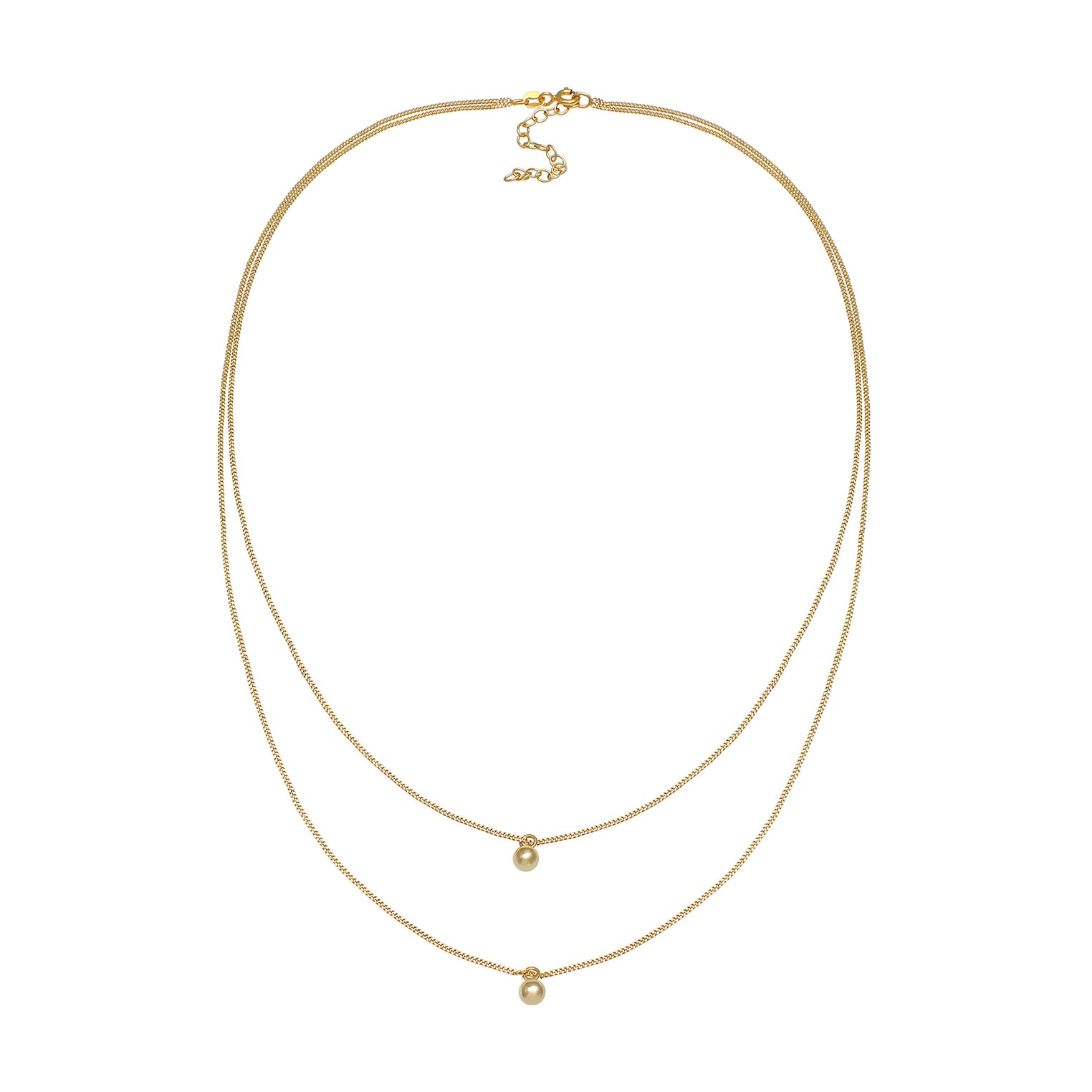 Gold - Elli | Layer-Halskette Kugeln | 925 Sterling Silber vergoldet