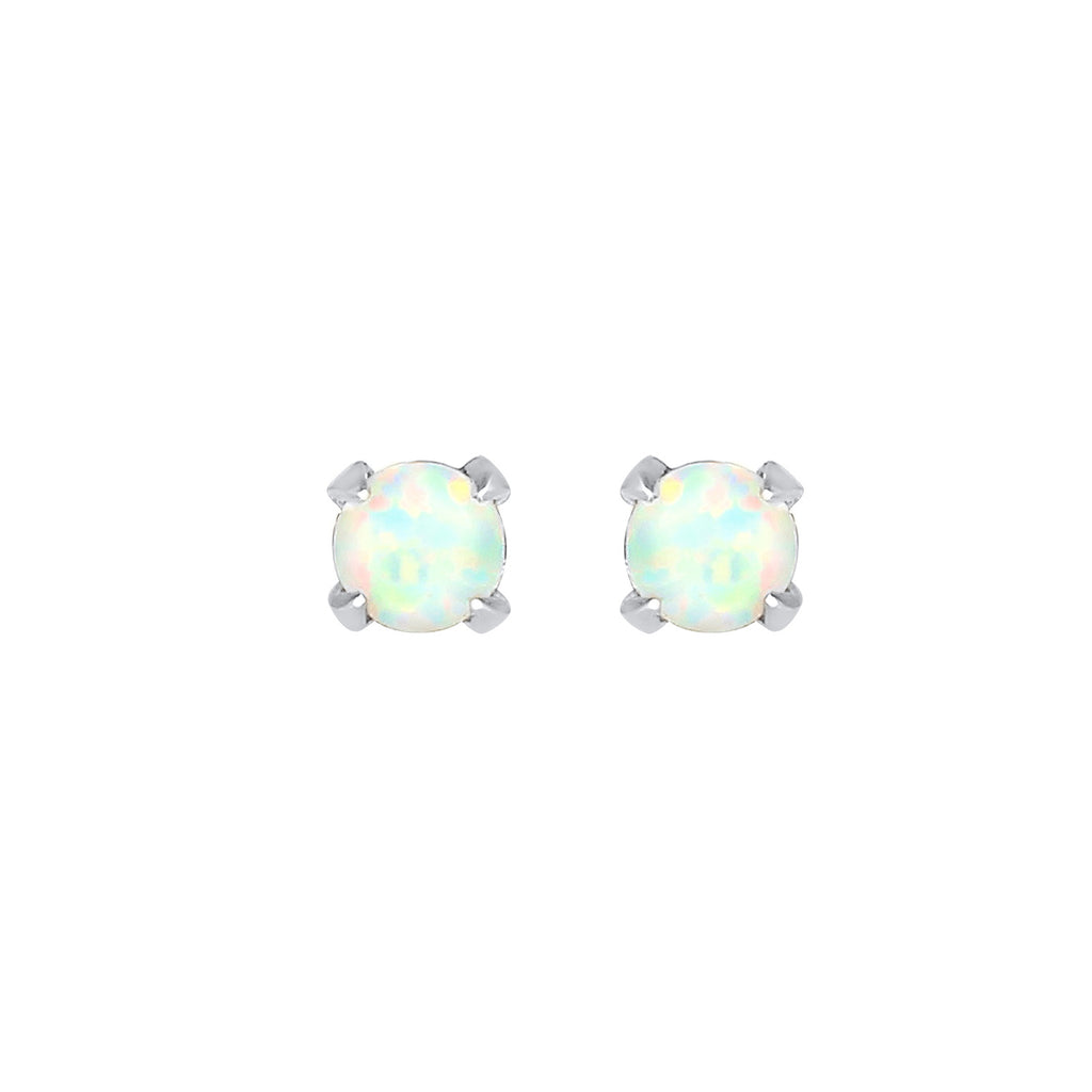 Silber - Elli | Ohrstecker | Opal ( Weiß ) | 925er Sterling Silber