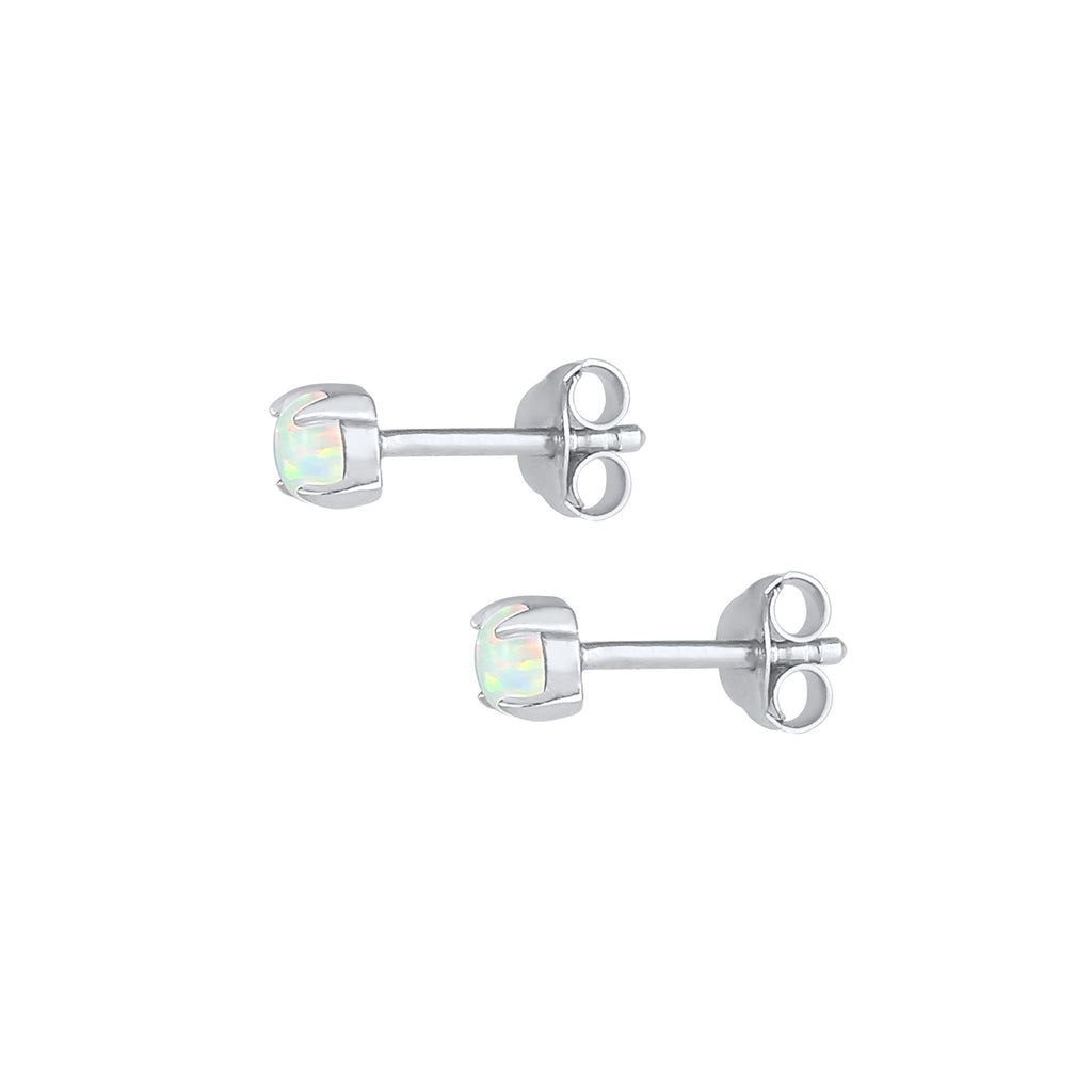 Silber - Elli | Ohrstecker | Opal ( Weiß ) | 925er Sterling Silber