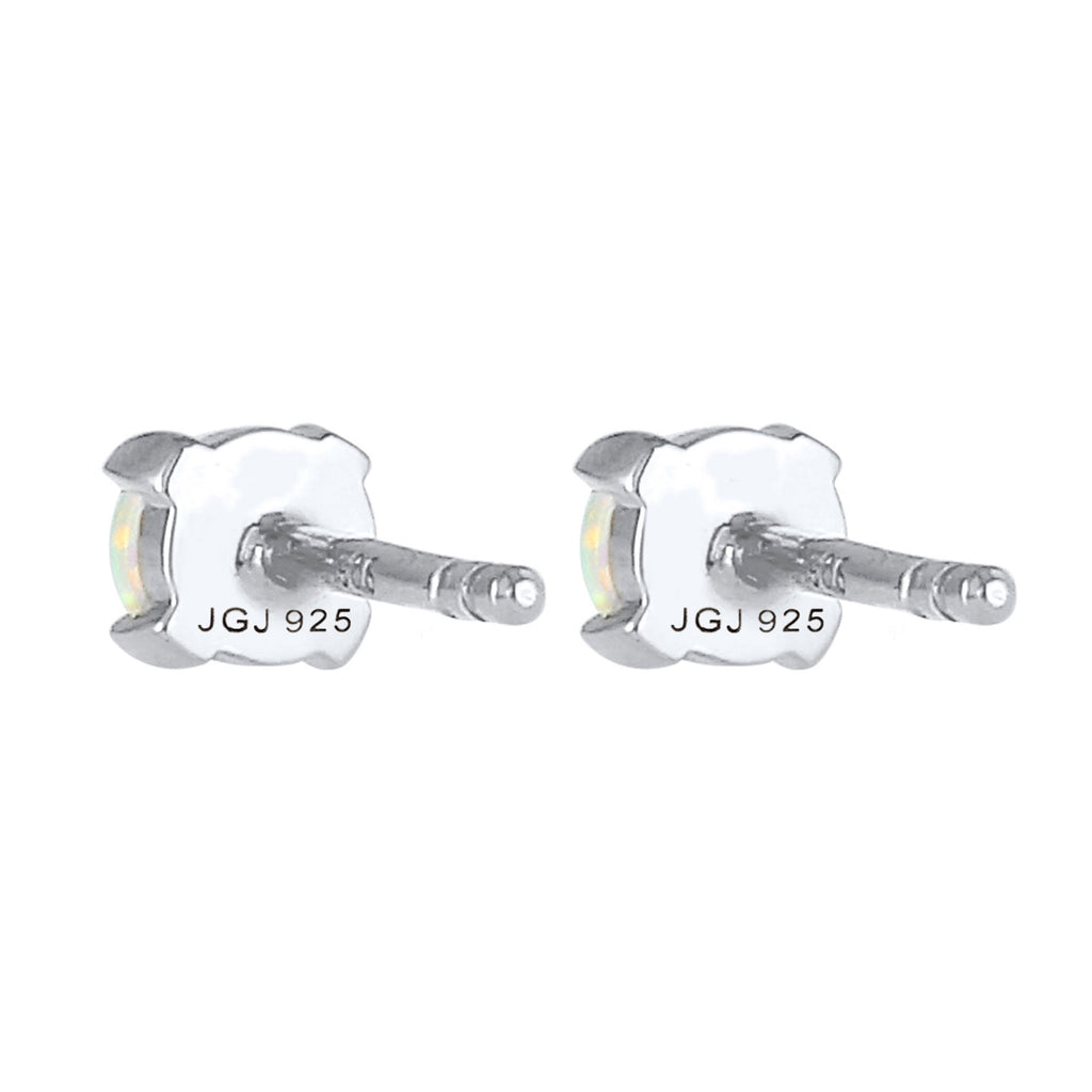 Silber - Elli | Ohrstecker | Opal ( Weiß ) | 925er Sterling Silber