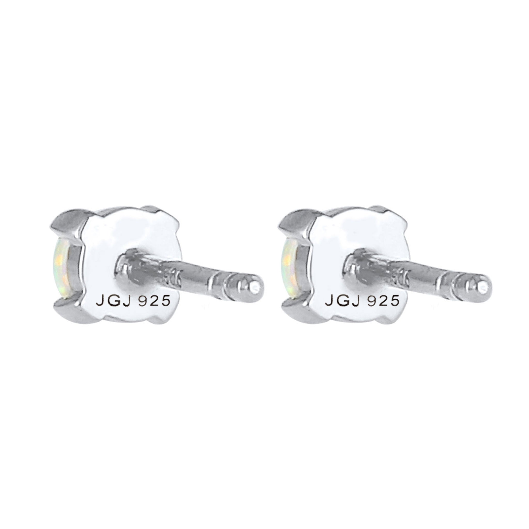 Silber - Elli | Ohrstecker | Opal ( Weiß ) | 925er Sterling Silber