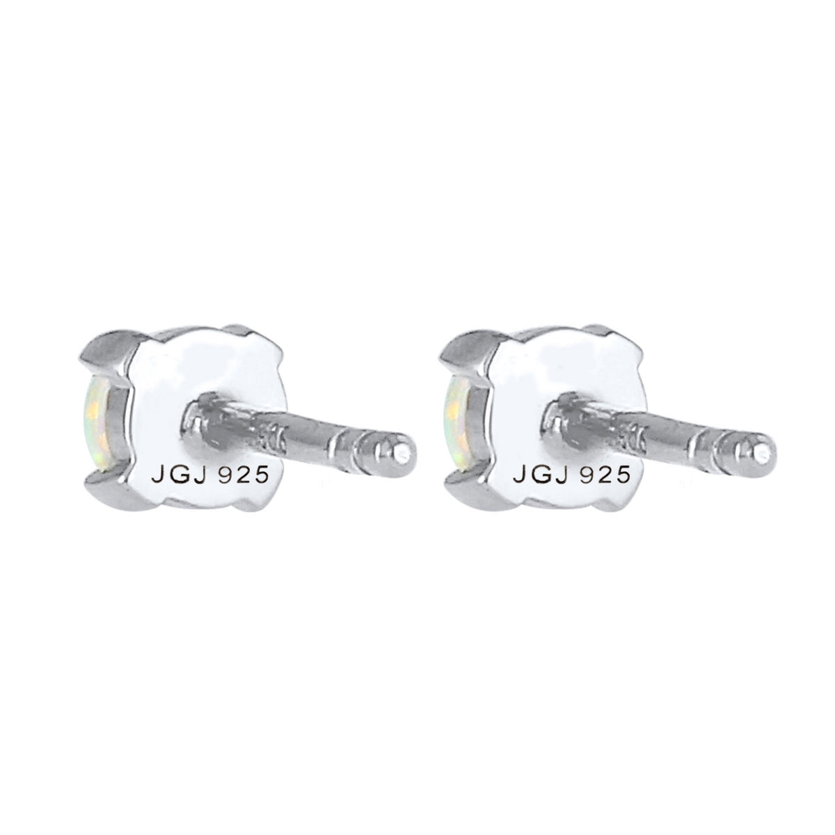 Silber - Elli | Ohrstecker | Opal ( Weiß ) | 925er Sterling Silber