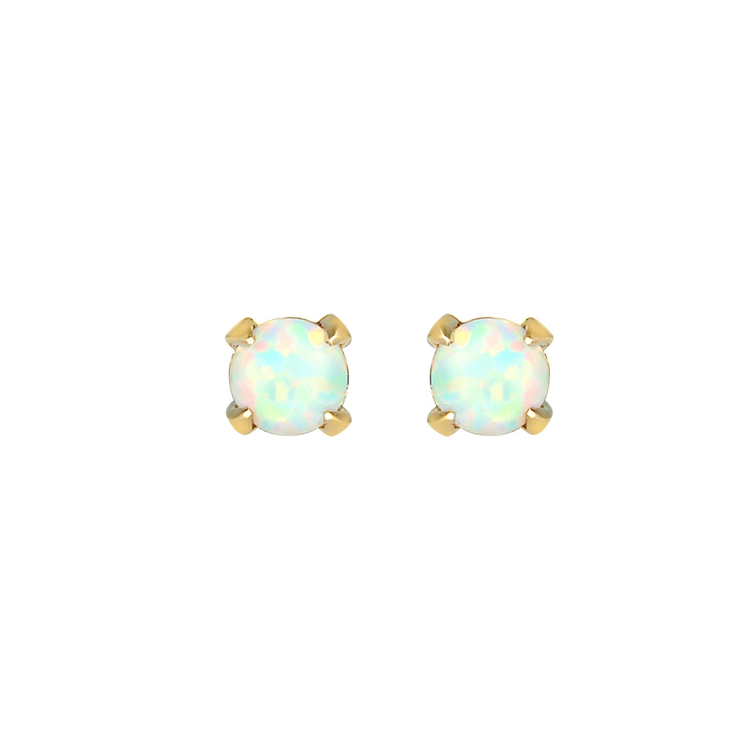 Gold - Elli | Ohrstecker | Opal ( Weiß ) | 925 Sterling Silber vergoldet