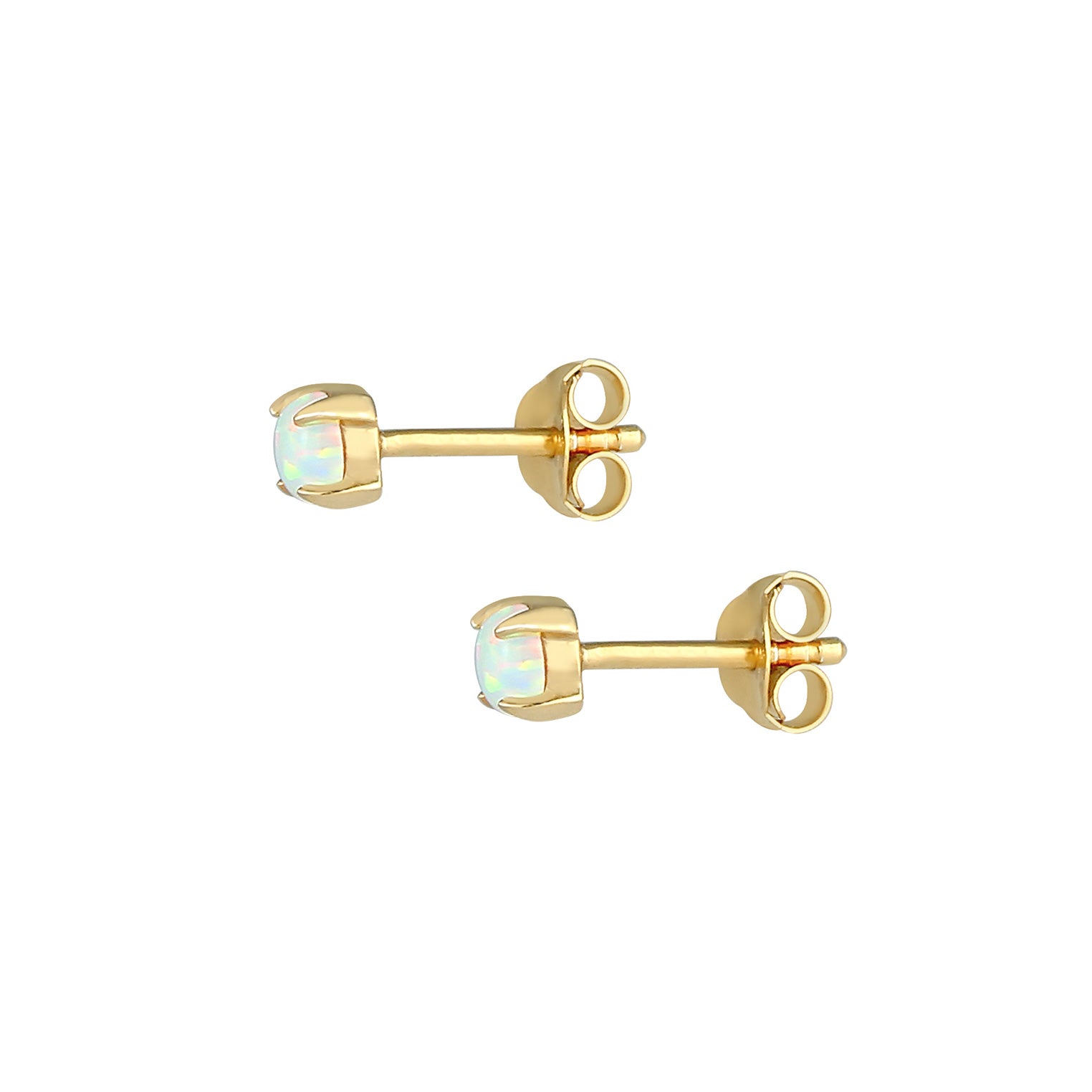 Gold - Elli | Ohrstecker | Opal ( Weiß ) | 925 Sterling Silber vergoldet