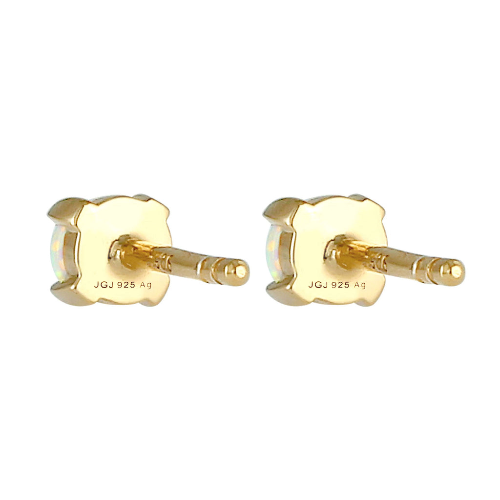 Gold - Elli | Ohrstecker | Opal ( Weiß ) | 925 Sterling Silber vergoldet