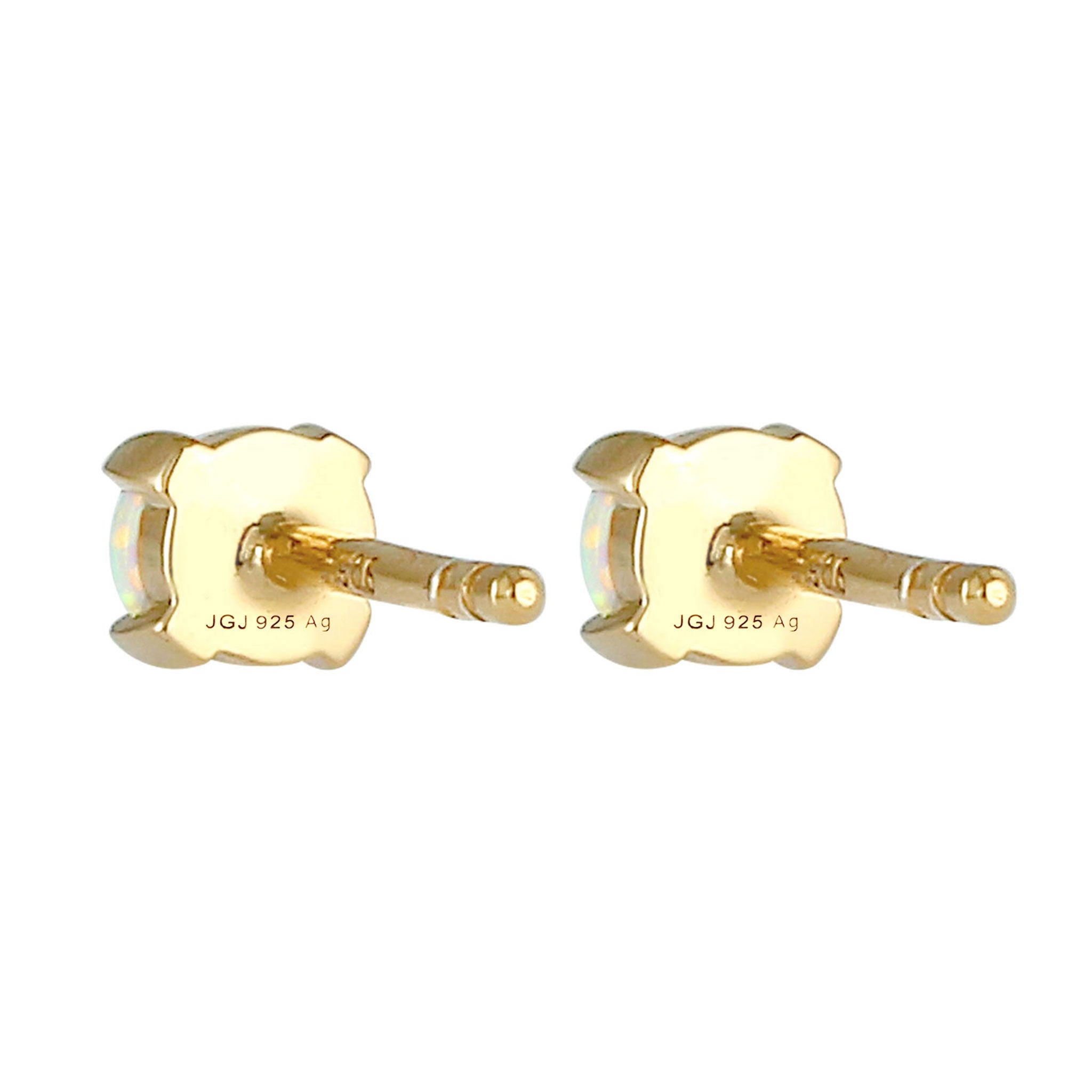 Gold - Elli | Ohrstecker | Opal ( Weiß ) | 925 Sterling Silber vergoldet