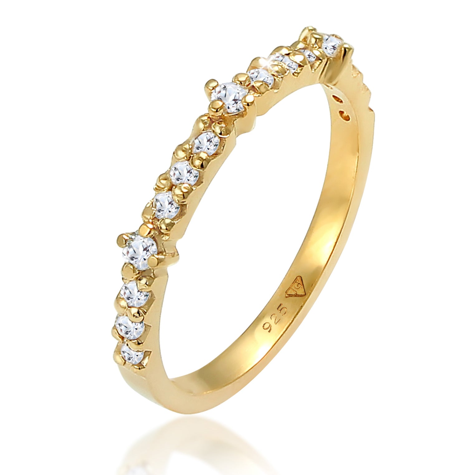 Gold - Elli PREMIUM | Ring | Topas ( Weiß ) | 925 Sterling Silber vergoldet
