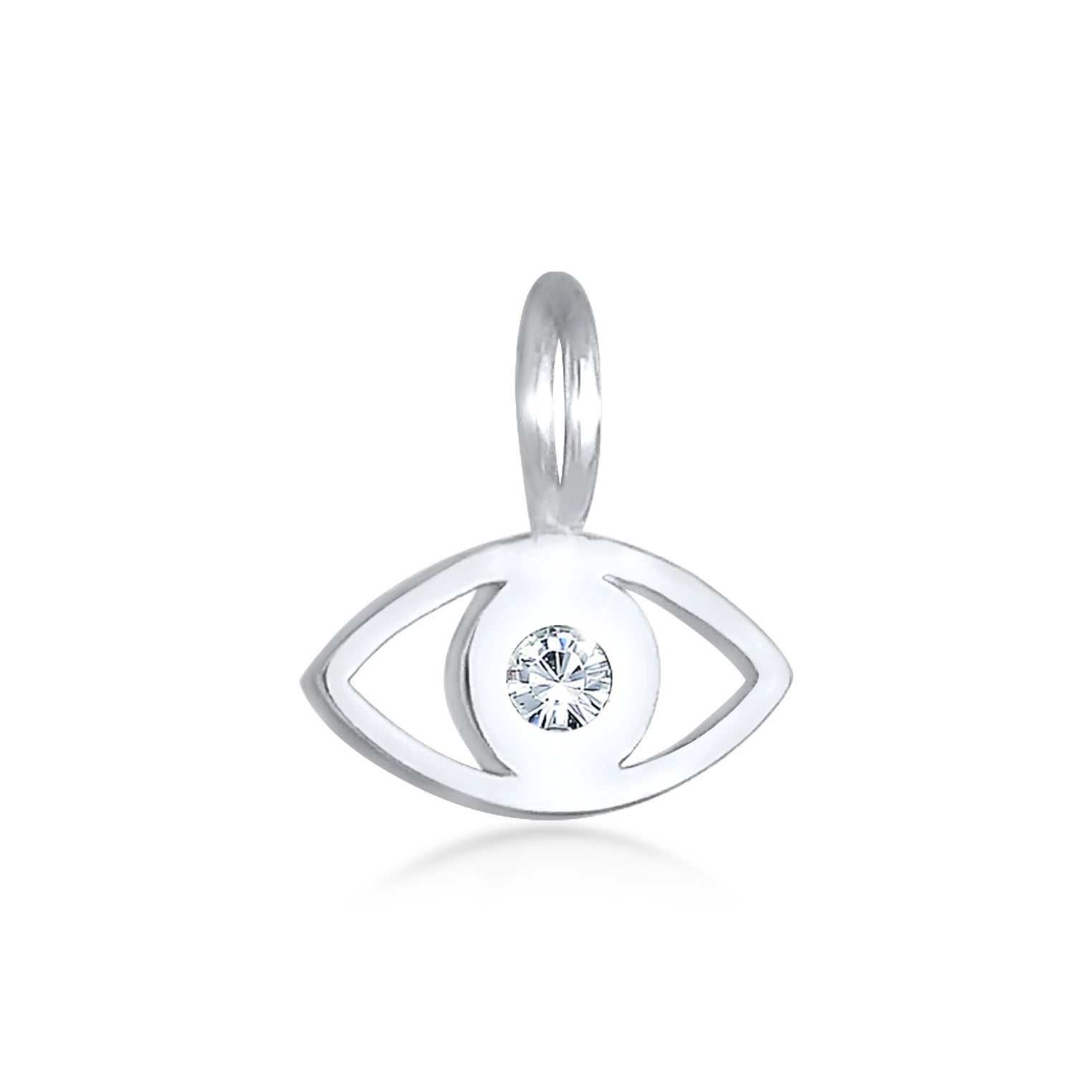 Silber - Elli | Anhänger Evil Eye | Kristall ( Weiß ) | 925er Sterling Silber