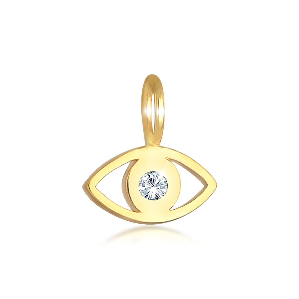 Gold - Elli | Anhänger Evil Eye | Mit Kristallen von Swarovski® (Weiß) | 925 Sterling Silber vergoldet