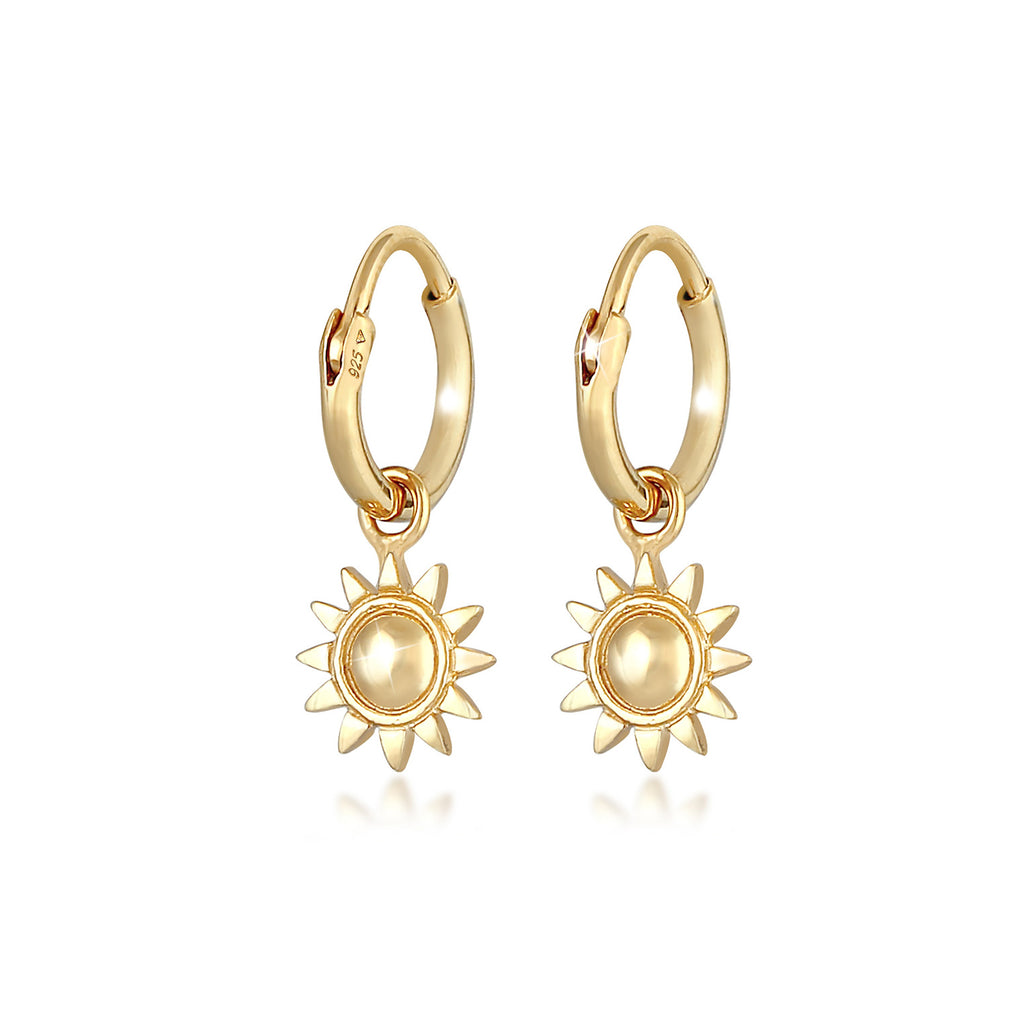 Gold - Elli | Creole Sonne | 925 Sterling Silber vergoldet