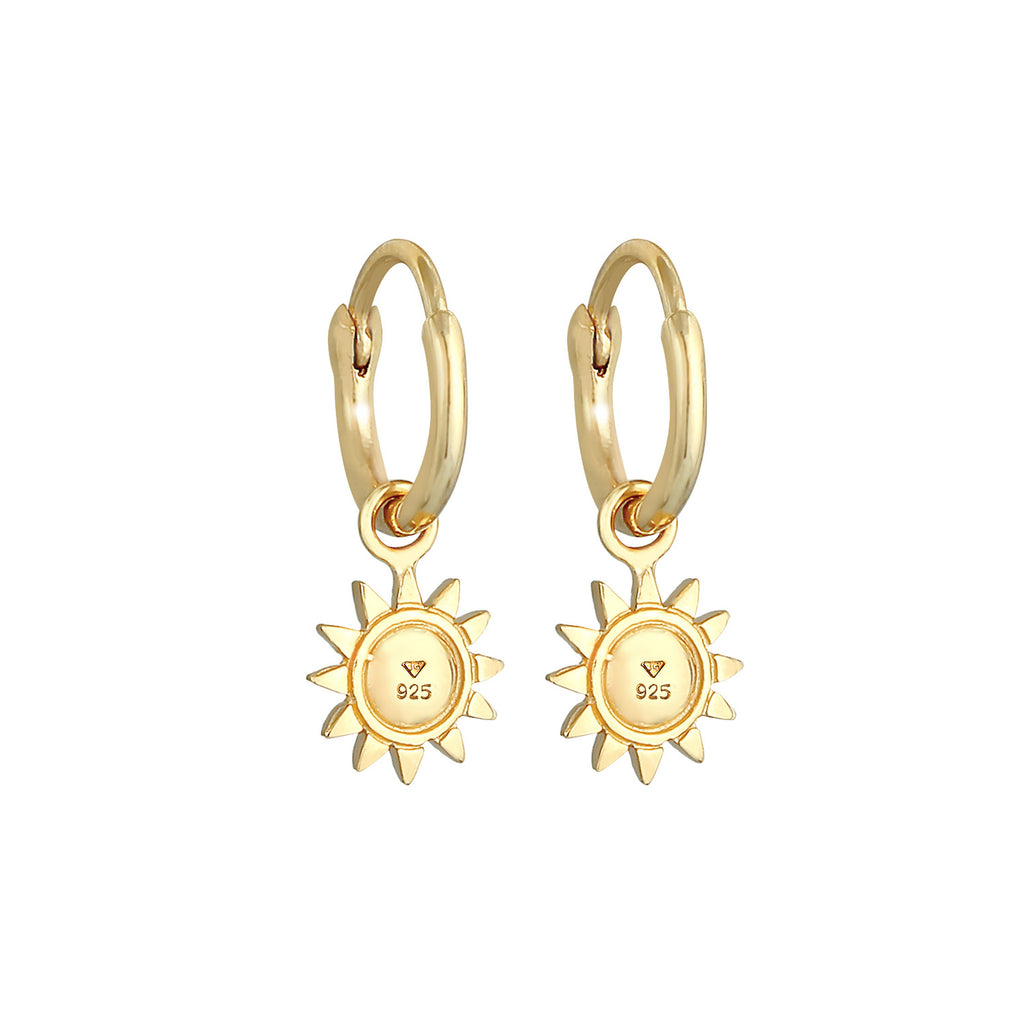 Gold - Elli | Creole Sonne | 925 Sterling Silber vergoldet