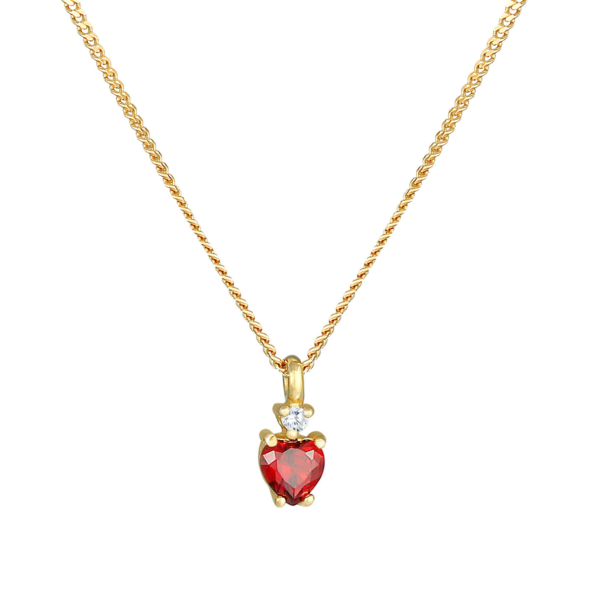 Rot - Elli | Halskette Herz | Zirkonia (Rot) | 925 Sterling Silber vergoldet