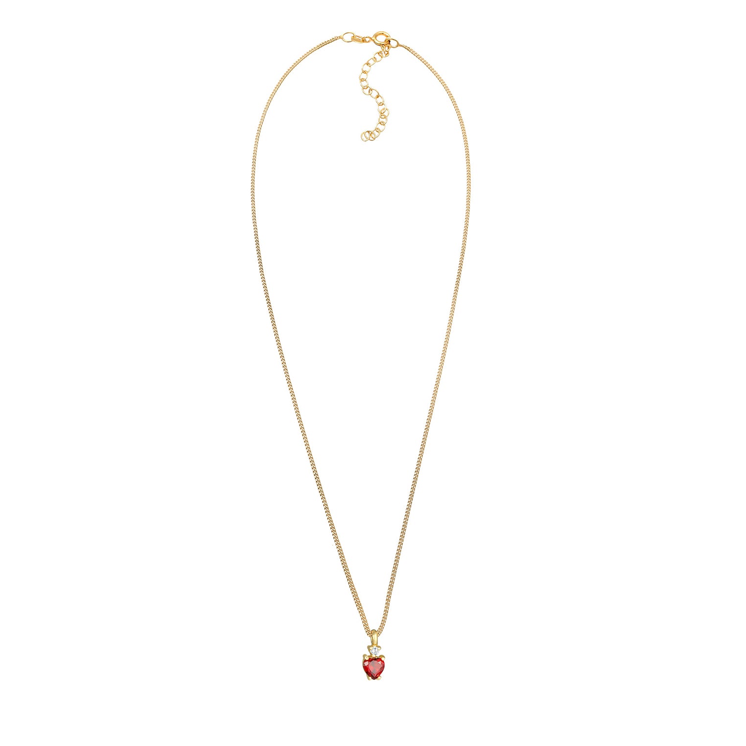 Rot - Elli | Halskette Herz | Zirkonia ( Rot ) | 925 Sterling Silber vergoldet