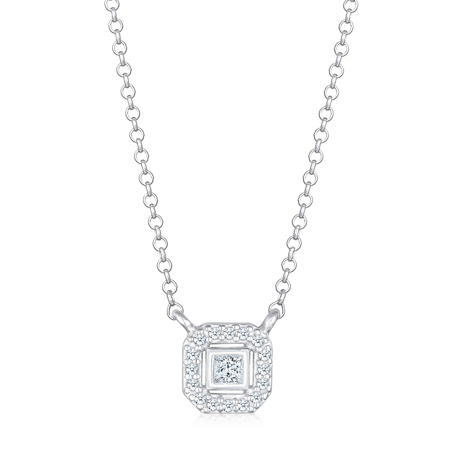 Silber - Elli DIAMONDS | Halskette | Diamant ( Weiß, 0,16 ct ) | 925er Sterling Silber