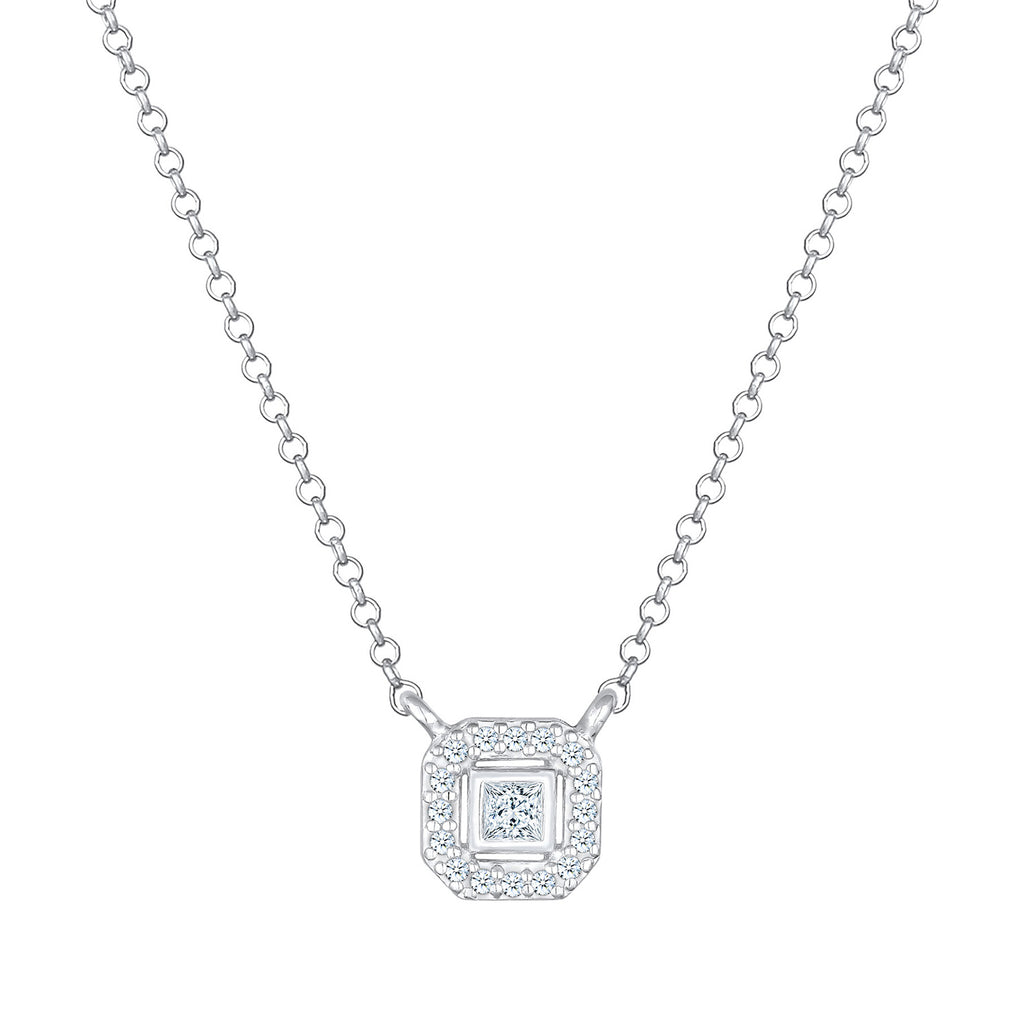 Silber - Elli DIAMONDS | Halskette | Diamant ( Weiß, 0,16 ct ) | 925er Sterling Silber