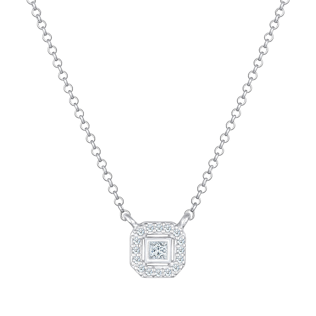 Silber - Elli DIAMONDS | Halskette | Diamant ( Weiß, 0,16 ct ) | 925er Sterling Silber