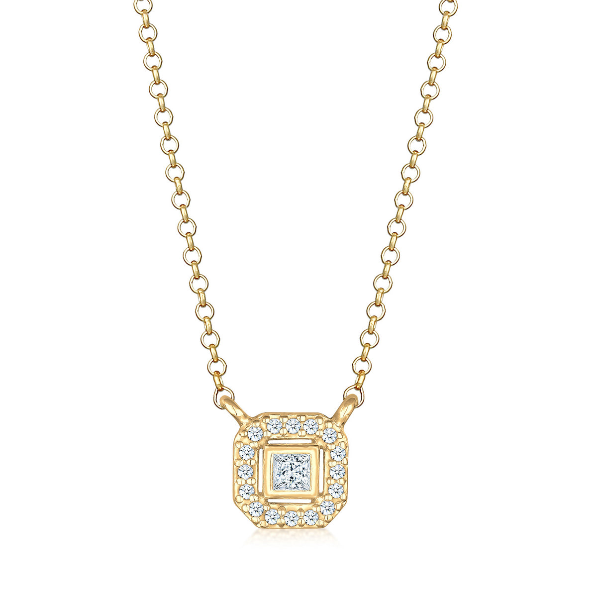 Gold - Elli DIAMONDS | Halskette | Diamant ( Weiß, 0,16 ct ) | 925 Sterling Silber vergoldet