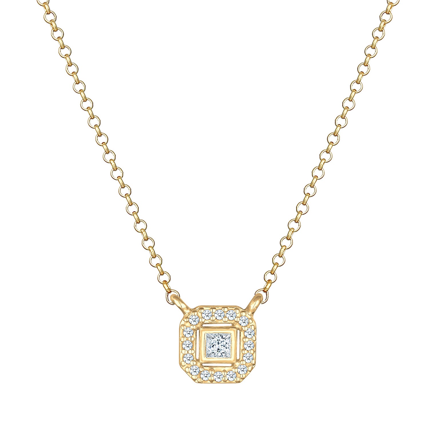 Gold - Elli DIAMONDS | Halskette | Diamant ( Weiß, 0,16 ct ) | 925 Sterling Silber vergoldet