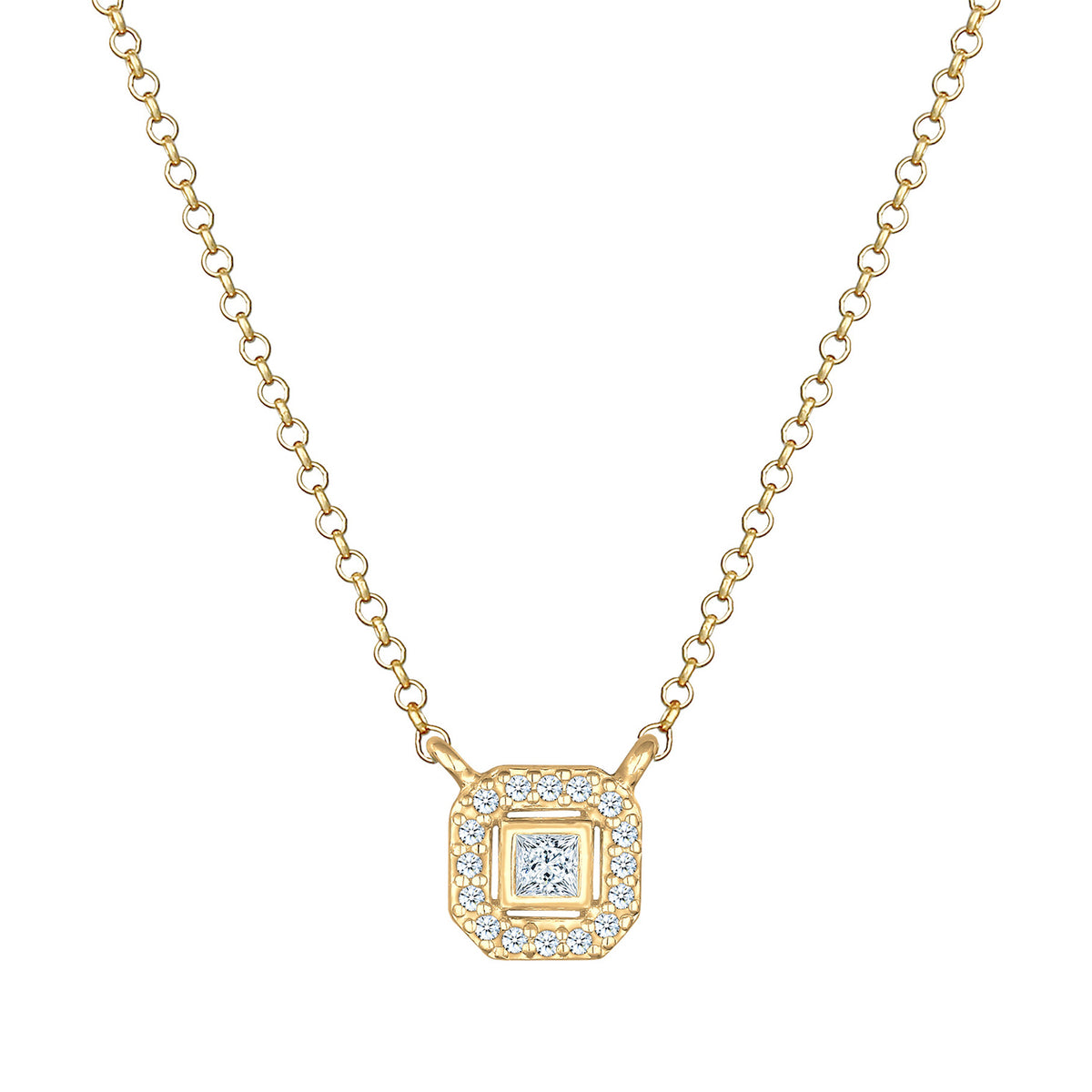 Gold - Elli DIAMONDS | Halskette | Diamant ( Weiß, 0,16 ct ) | 925 Sterling Silber vergoldet