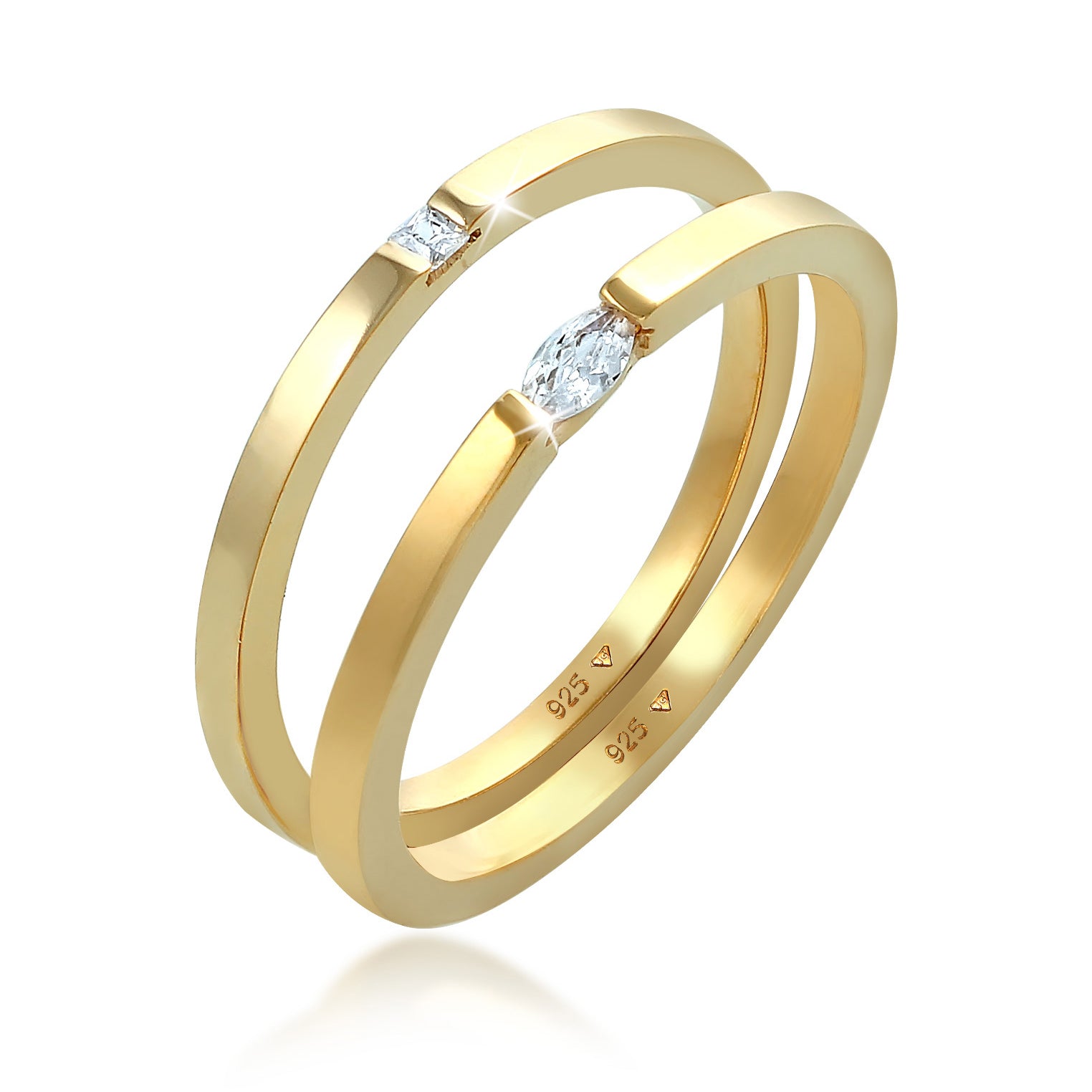 Gold - Elli | Ring | Zirkonia ( Weiß ) | 925 Sterling Silber vergoldet