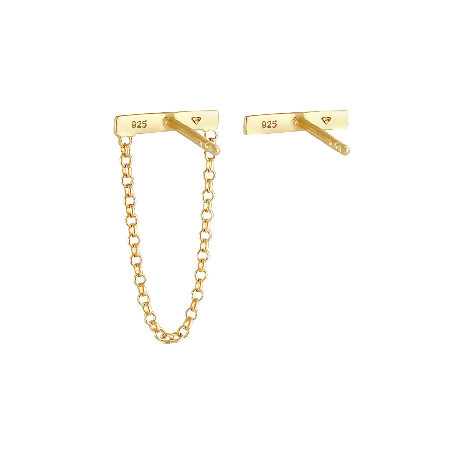 Gold - Elli | Ohrstecker Ear Chain | 925 Sterling Silber vergoldet