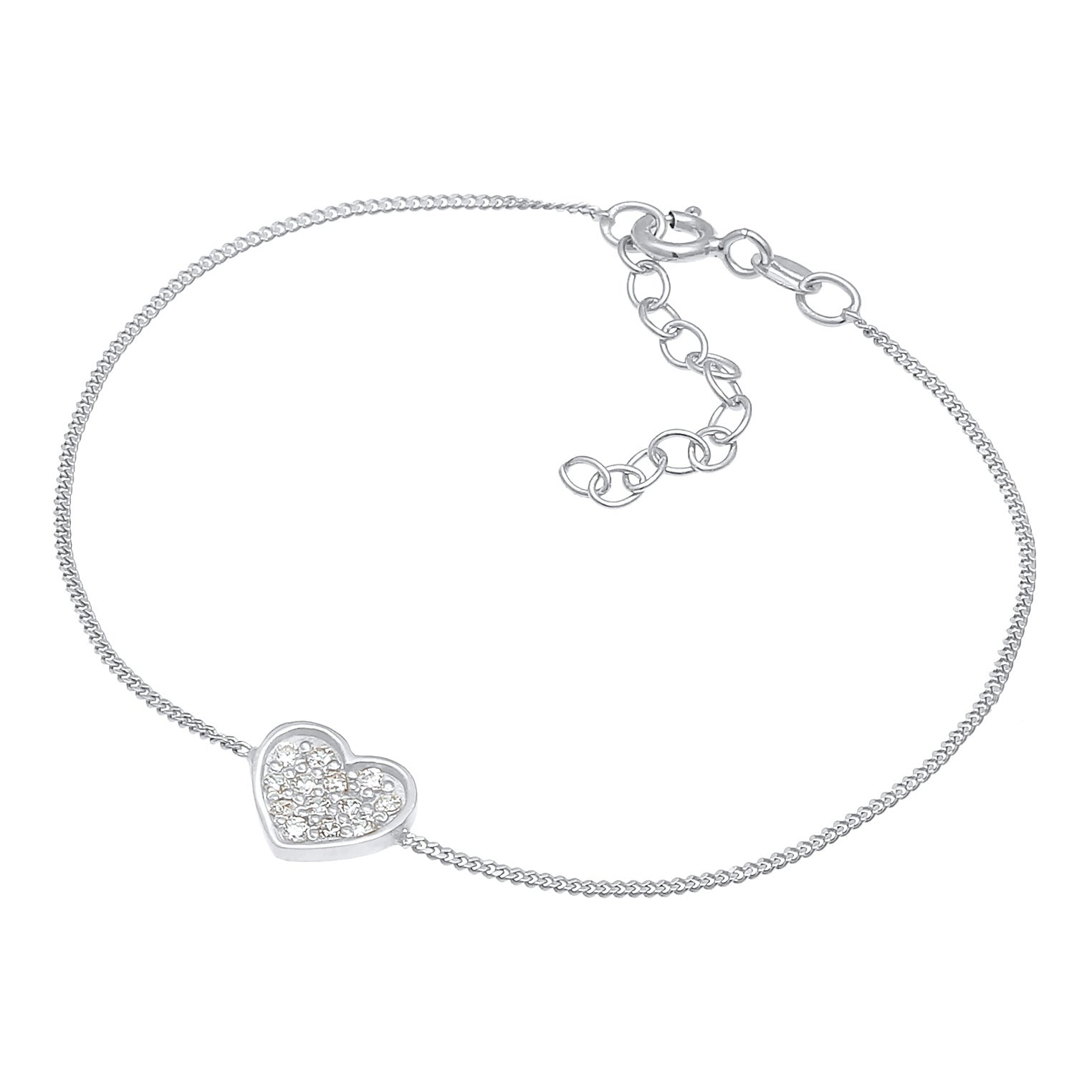 Silber - Elli | Armband Herz | Zirkonia ( Weiß ) | 925er Sterling Silber