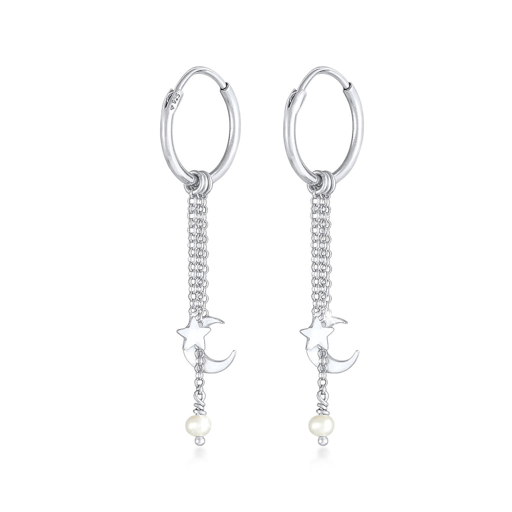 Silber - Elli | Creole Halbmond | Süßwasserperle | 925er Sterling Silber