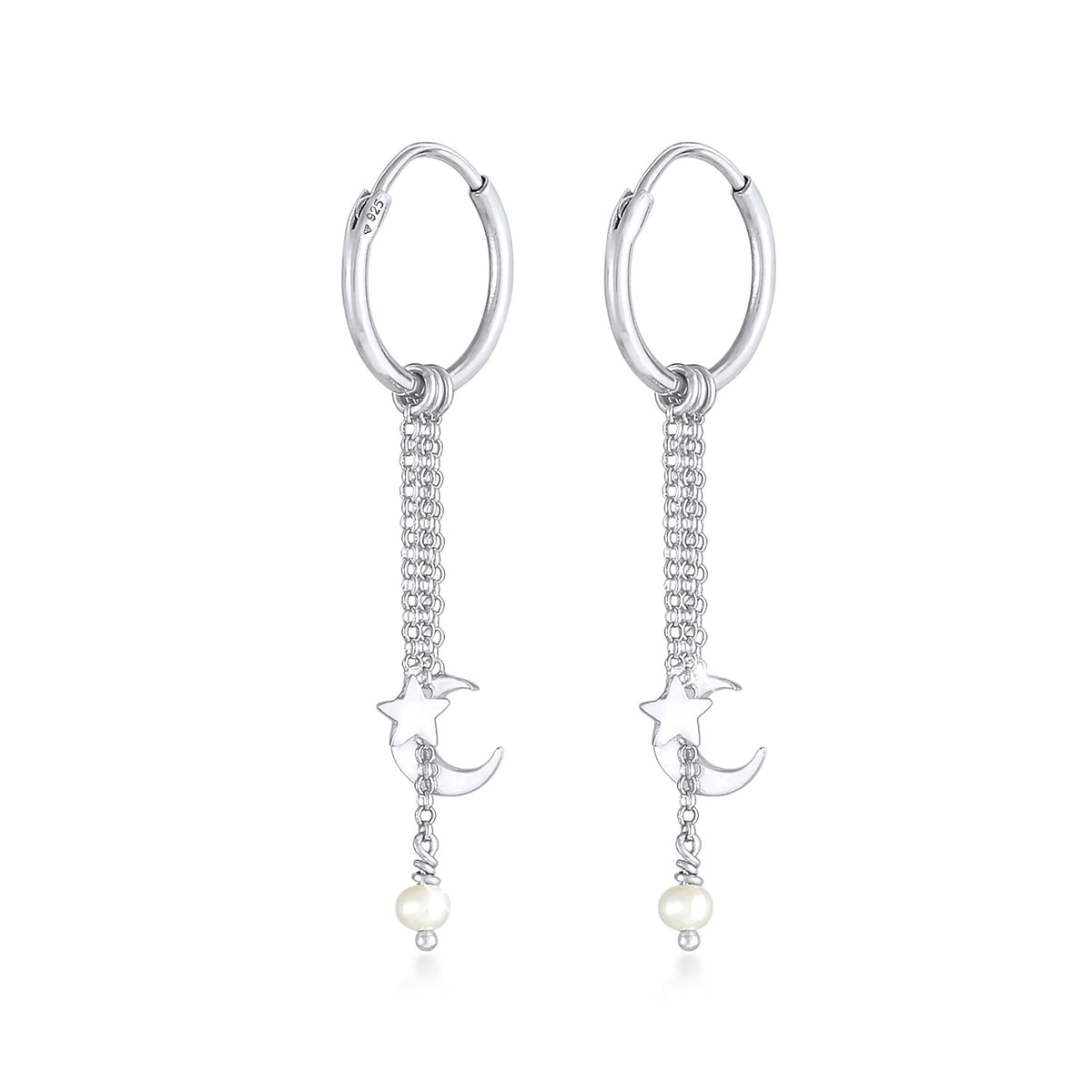 Silber - Elli | Creole Halbmond | Süßwasserperle | 925er Sterling Silber