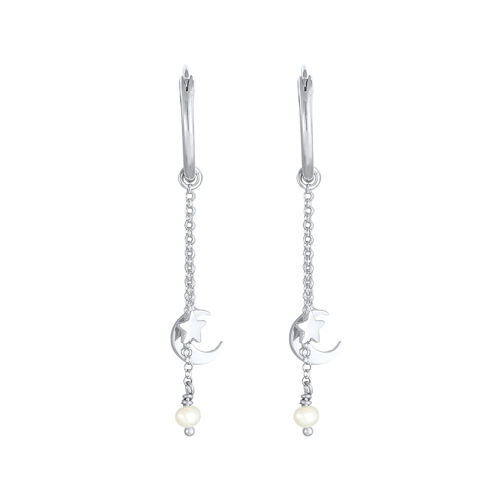 Silber - Elli | Creole Halbmond | Süßwasserperle | 925er Sterling Silber