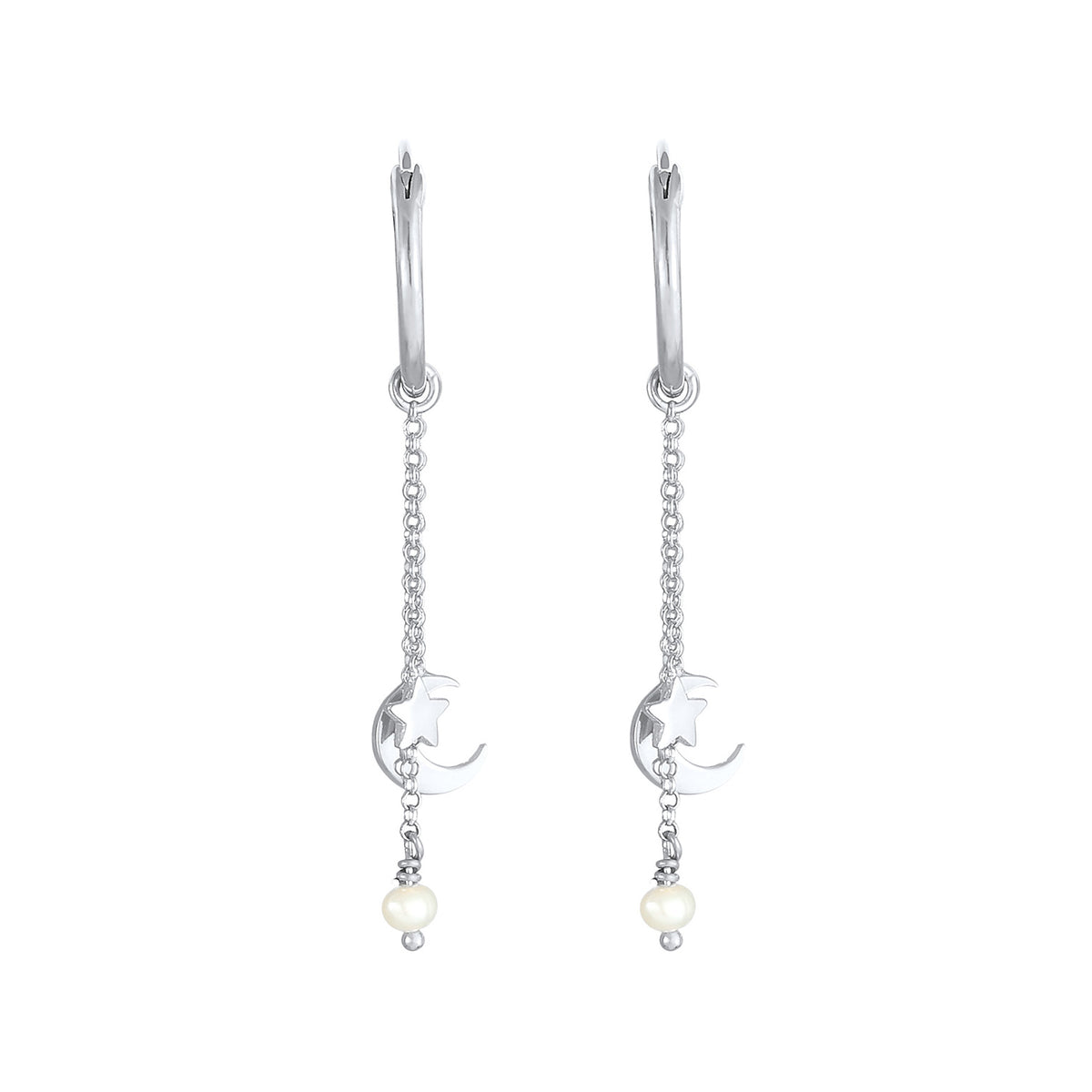 Silber - Elli | Creole Halbmond | Süßwasserperle | 925er Sterling Silber
