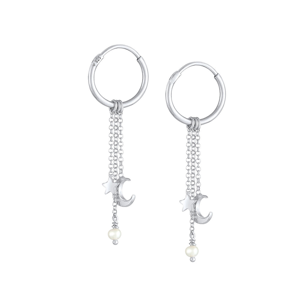 Silber - Elli | Creole Halbmond | Süßwasserperle | 925er Sterling Silber