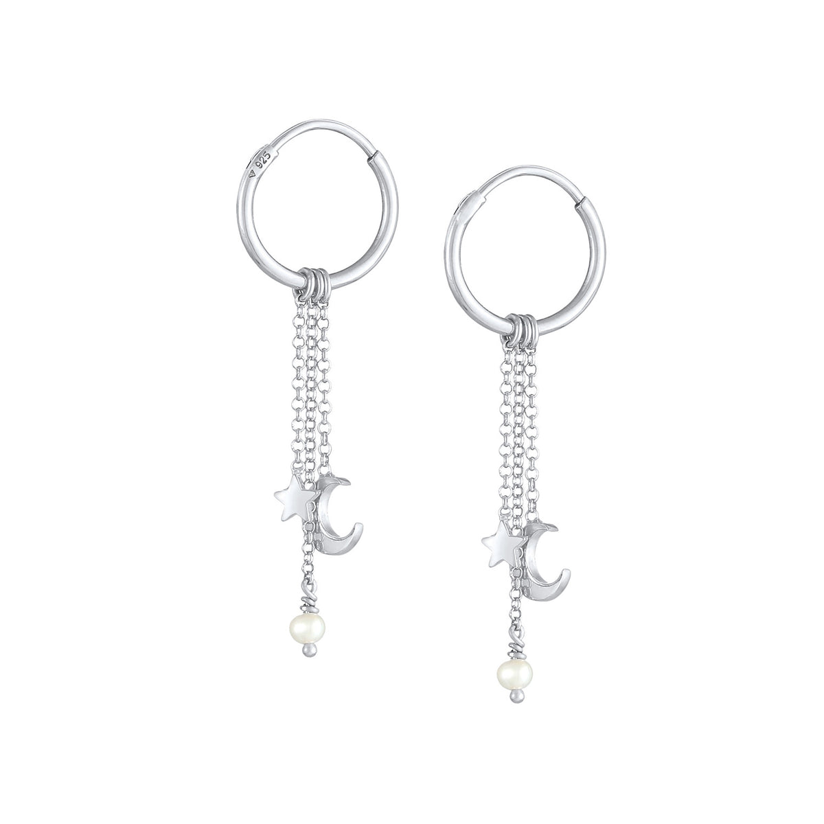 Silber - Elli | Creole Halbmond | Süßwasserperle | 925er Sterling Silber