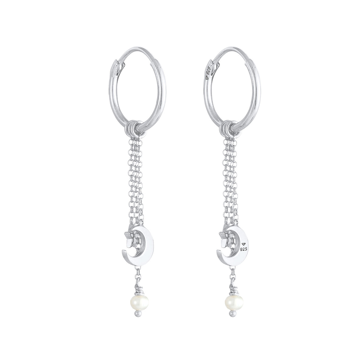 Silber - Elli | Creole Halbmond | Süßwasserperle | 925er Sterling Silber