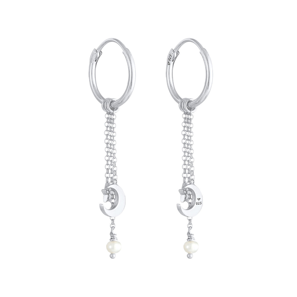 Silber - Elli | Creole Halbmond | Süßwasserperle | 925er Sterling Silber