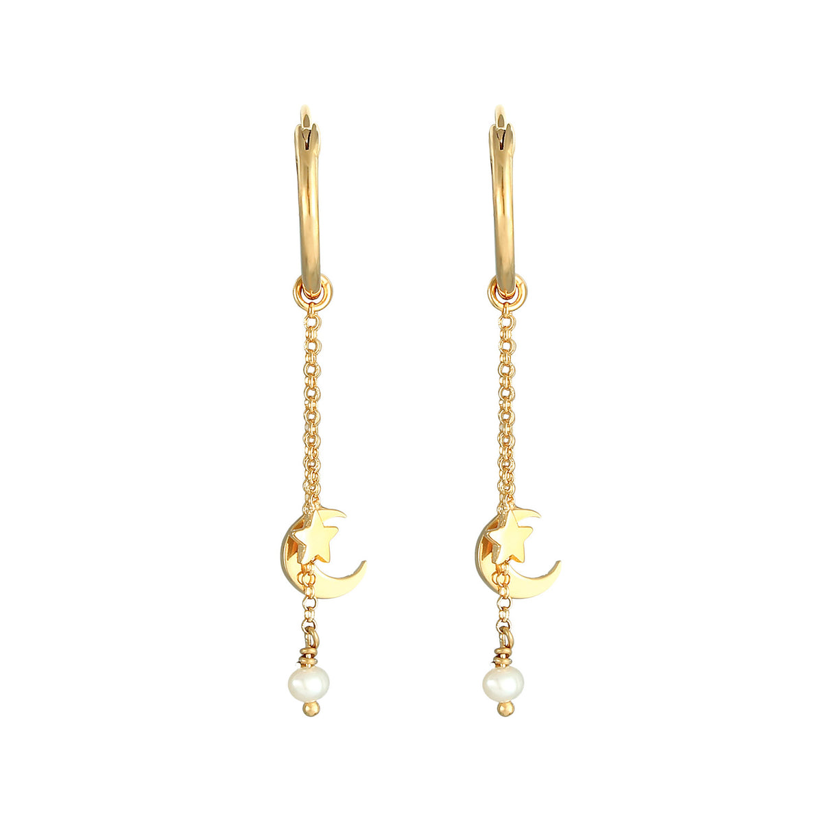 Gold - Elli | Creole Halbmond | Süßwasserperle | 925 Sterling Silber vergoldet