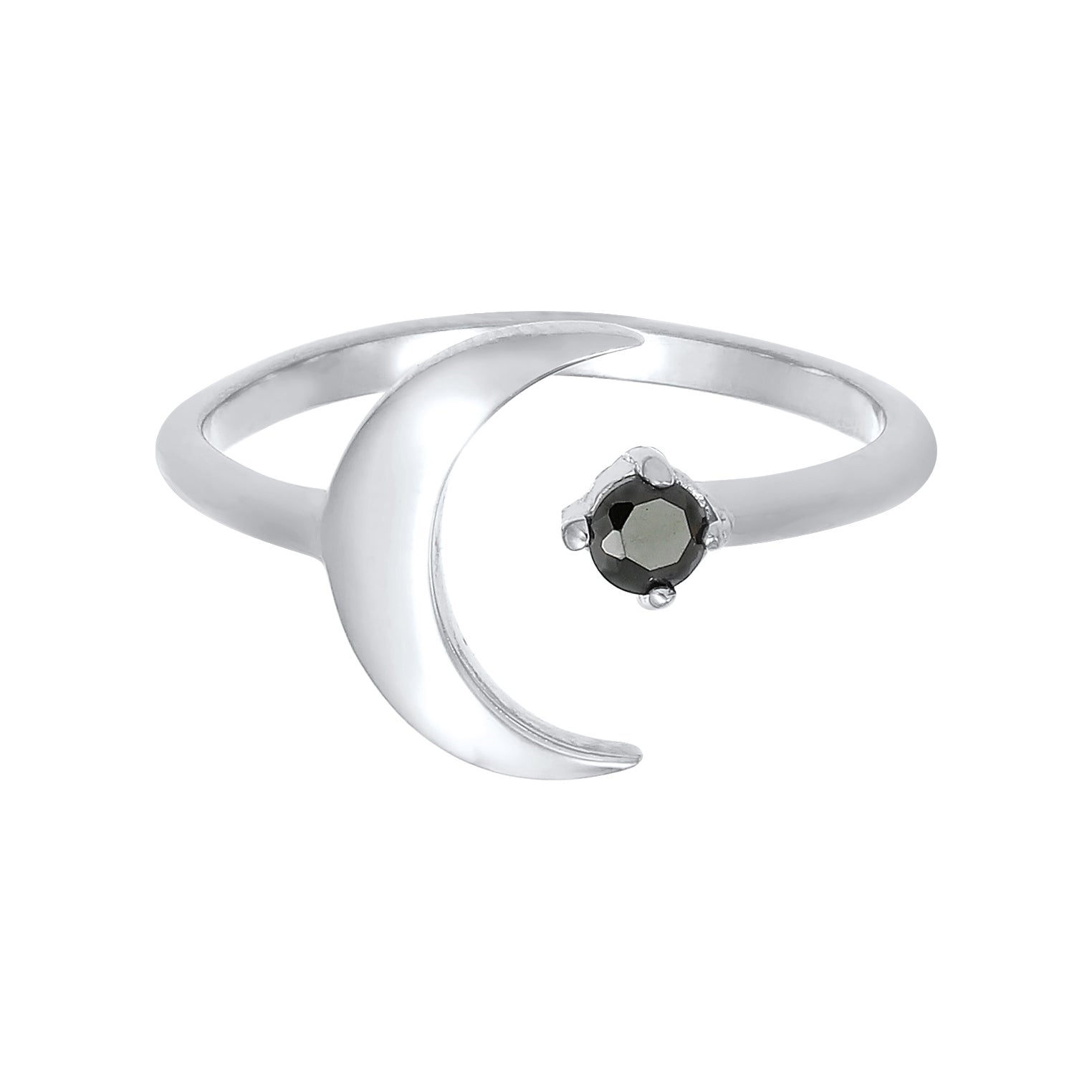 Silber - Elli | Ring Astro | Zirkonia ( Schwarz ) | 925er Sterling Silber