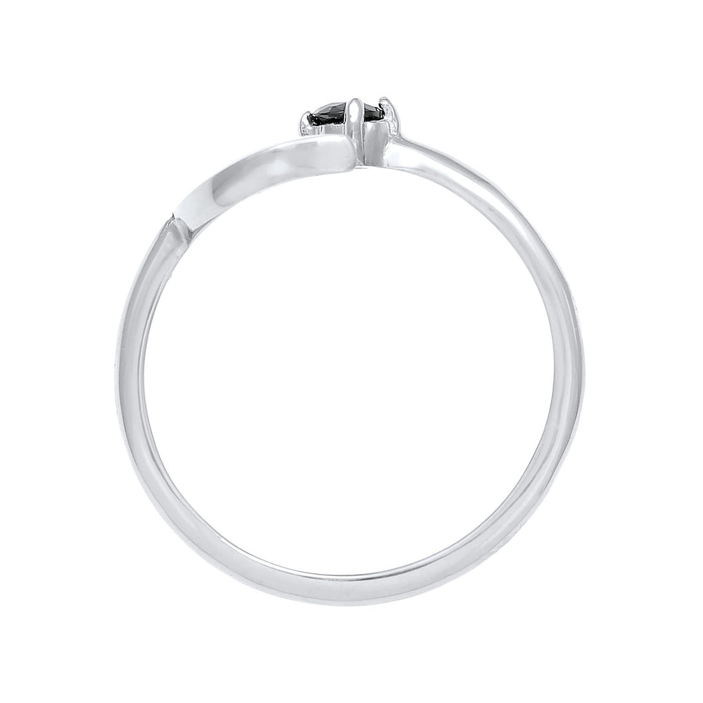 Silber - Elli | Ring Astro | Zirkonia ( Schwarz ) | 925er Sterling Silber