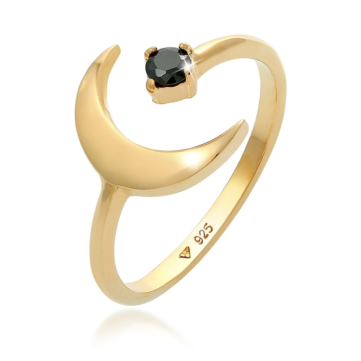 Gold - Elli | Ring Astro | Zirkonia ( Schwarz ) | 925 Sterling Silber vergoldet