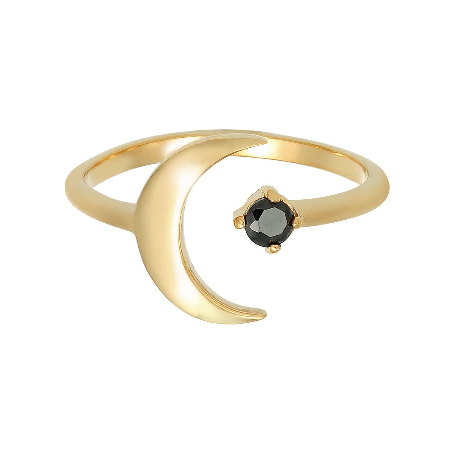 Gold - Elli | Ring Astro | Zirkonia ( Schwarz ) | 925 Sterling Silber vergoldet