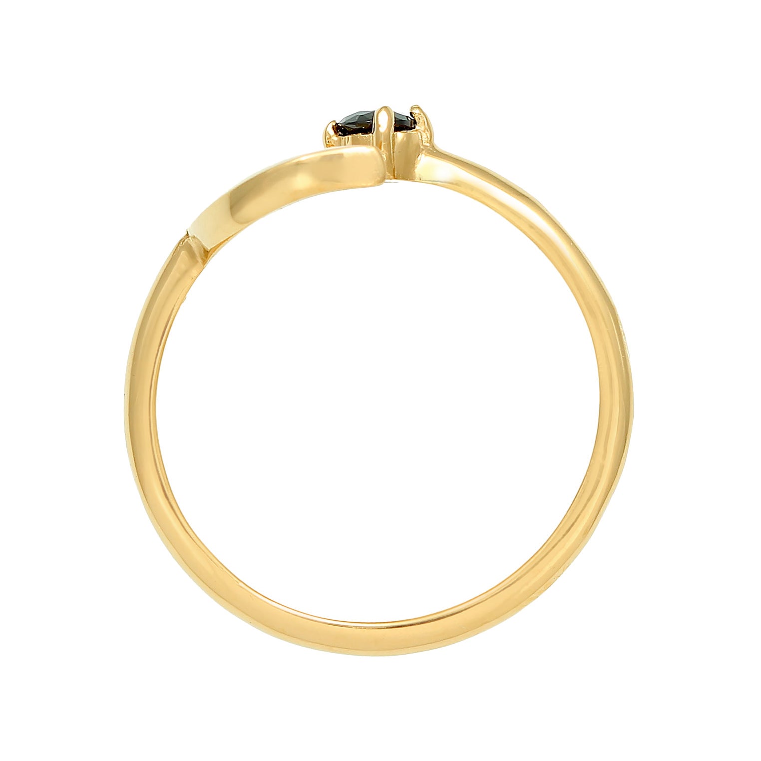 Gold - Elli | Ring Astro | Zirkonia ( Schwarz ) | 925 Sterling Silber vergoldet