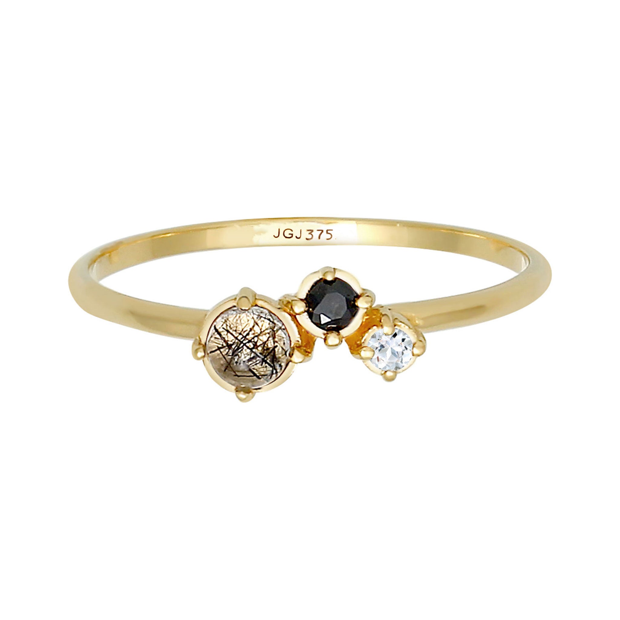 Gold - Elli DIAMONDS | Ring | Diamant ( Schwarz, 0,03 ct ) | 375 Gelbgold