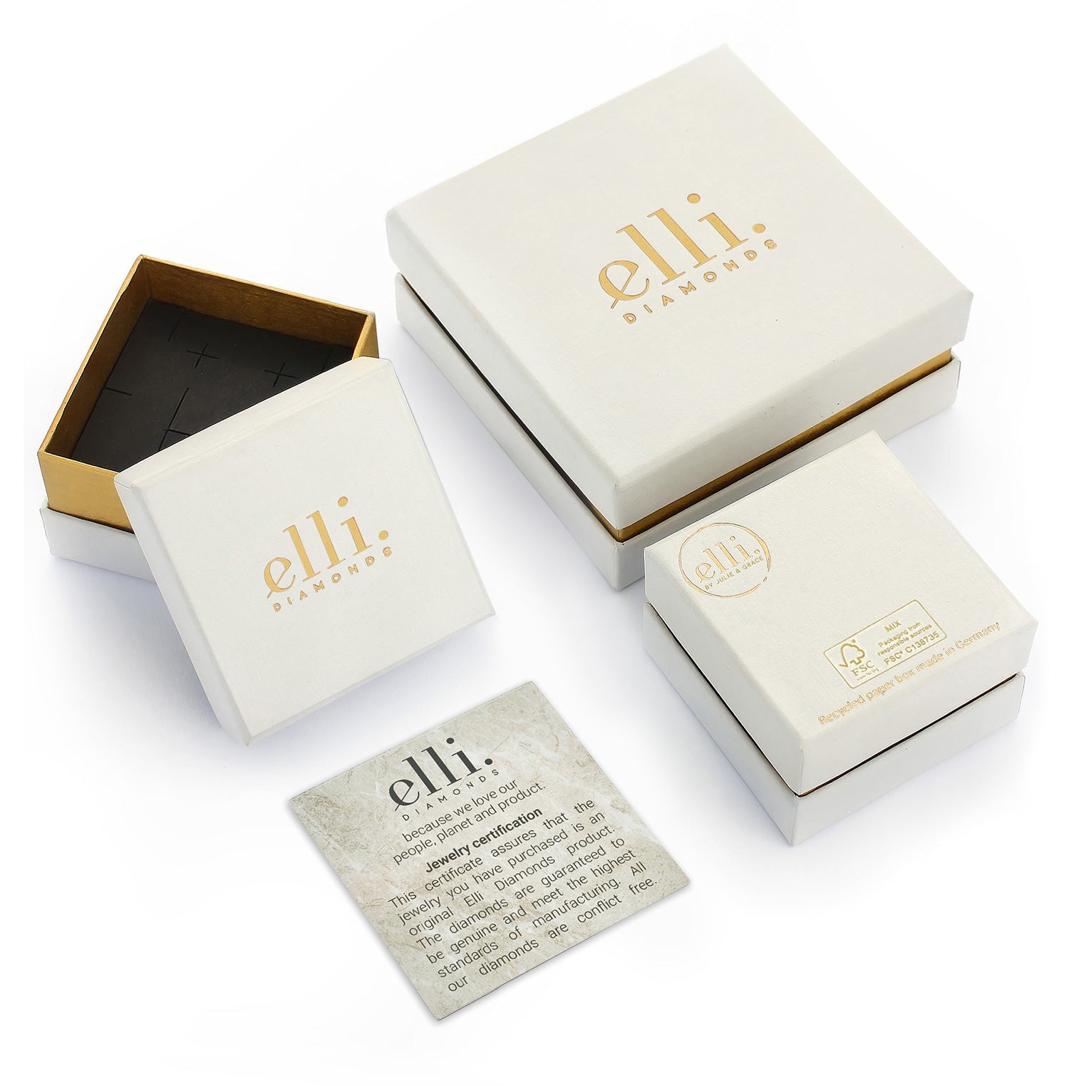 Gold - Elli DIAMONDS | Ring | Diamant ( Schwarz, 0,03 ct ) | 375 Gelbgold