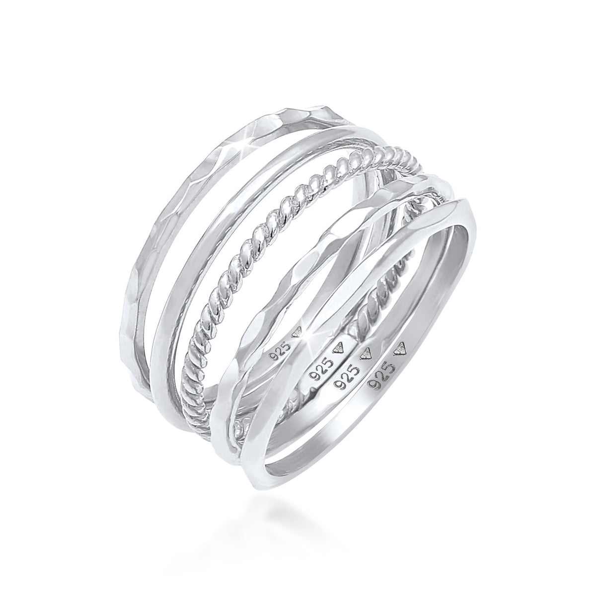 Silber - Elli | Bandring 5er Set | 925er Sterling Silber
