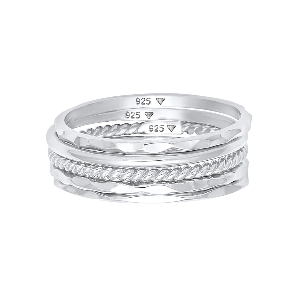 Silber - Elli | Bandring 5er Set | 925er Sterling Silber