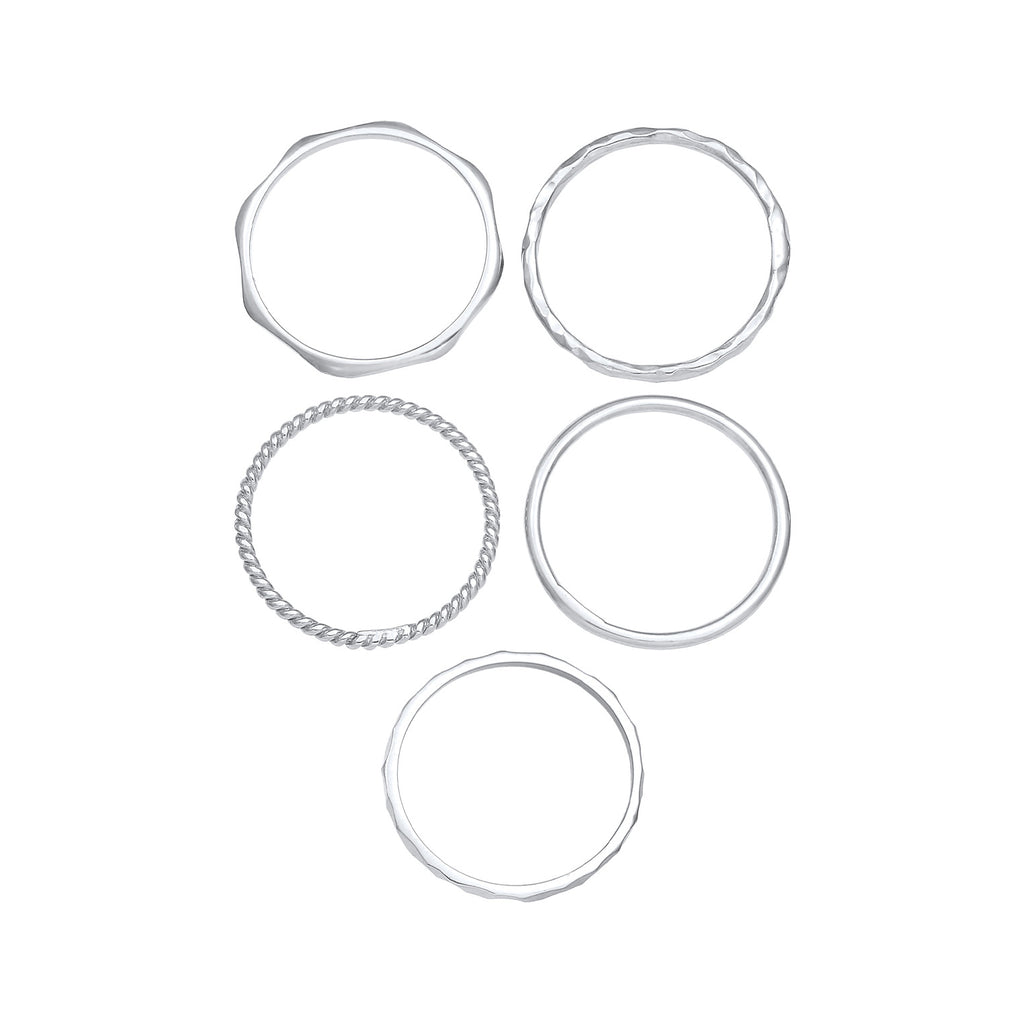 Silber - Elli | Bandring 5er Set | 925er Sterling Silber