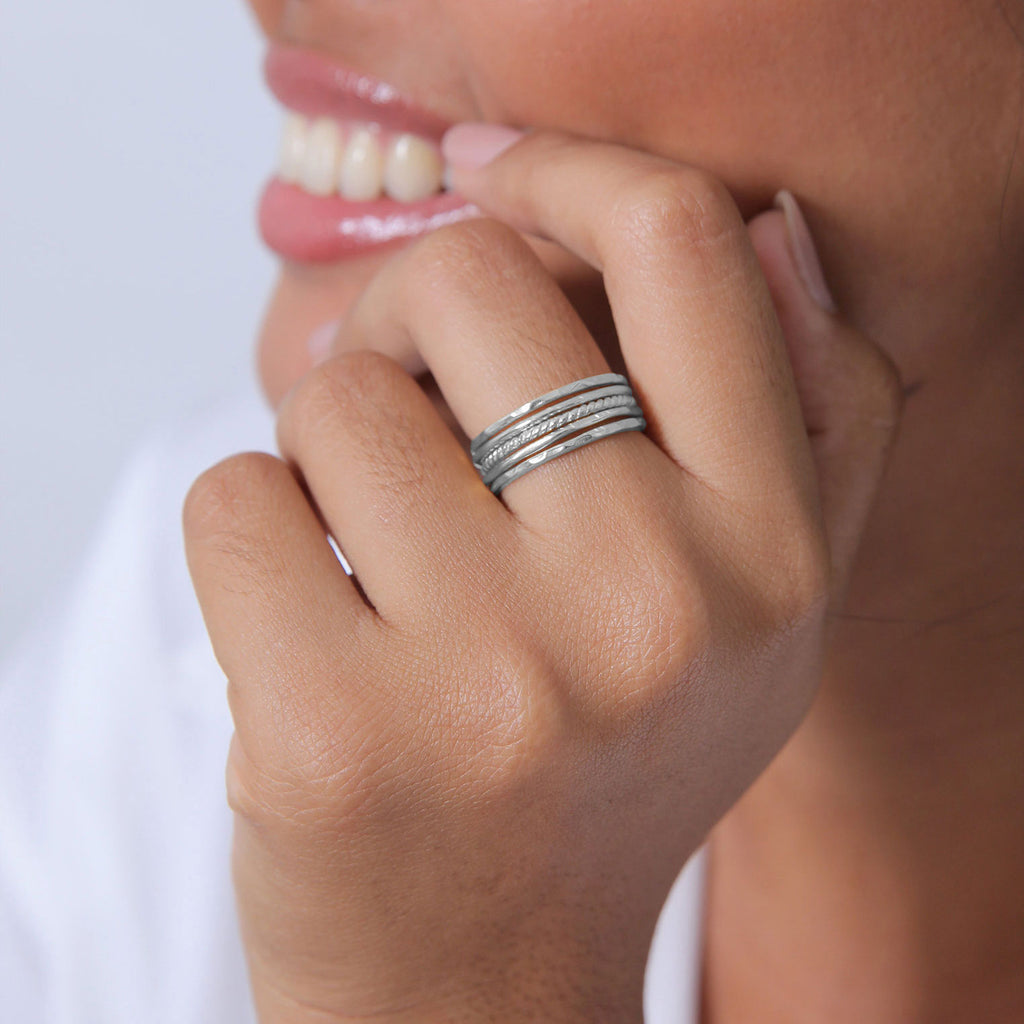 Silber - Elli | Bandring 5er Set | 925er Sterling Silber